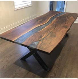 Resim Epoksi Dolgulu Masa Kütük Epoksi Masa Gri Tasarım Epoksi 