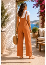 Resim Luvmabelly Myra6141 Doğal Müslin Yumuşacık Yazlık Hamile Salopet - Camel 