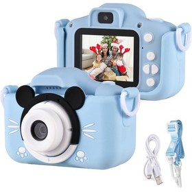 Resim Mufunye 1080p Çizgi Film Çocuk Dijital Kamerası, 20 Megapiksel Lens, 2,0 İnç Ips Ekran, Blue Mickey'nin Fotoğraf Ve Videolarını Çekebilir 