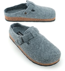 Resim Gezer Erkek Kışlık Keçe Mantar Taban Tek Toka Ayarlanabilir Rahat Taban Ev Bahçe Terlik 