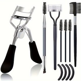 Resim Kirpik Kıvırıcı Seti, Kirpik Tarak Ayırıcı, Kirpik Fırçası, 3 Adet Eğimli Kaş Fırçası, 4 Silikon Yedek, Kirpikler ve Kaşlar 