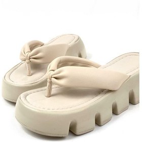 Resim Kadın Bej Pund Yüksek Konfor Ortopedik Taban Parmak Arası Terlik 001 