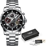 Resim Hanyang Gümüş Siyah Lıge Marka Izle Erkekler Silikon Spor Saatler Erkek Ordu Askeri Kuvars Kol Saati Chronograph Erkek Saat Relogio Masculino + Kutusu (Yurt Dışından) 