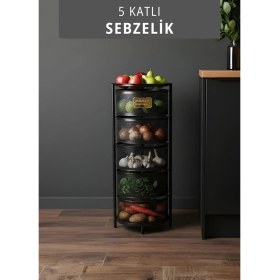 Resim Jet's Home 5 Katlı Sebzelik Açılır Metal Patates Soğan Sepeti Paslanmaz Meyvelik Organizer Sepet Siyah 