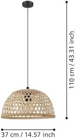 Resim CLAVERDON Sarkıt 1X40W E27 Yükseklik:110cm-Çap:37cm- Ampul Dahil Değil 