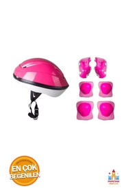 Resim PapatyamPartiEvi Pembe Koruyucu Kask Dizlik Dirseklik Seti: Güvenli Spor Ekipmanı 