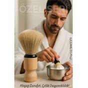 Resim Belle Fusion Bfs Klasik Tıraş Seti – Ahşap Saplı Fırça & 304 Paslanmaz Çelik Tıraş Tası 