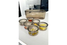 Resim AyrStore 7 Parça Kristal Saklama Kutulu Vakum Kapaklı Kahvaltı Seti | 7'li Kahvaltılık Set Antrasit 