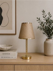 Resim Gold İşlemeli Başlık Gold İşlemeli Ayaklı Modern Abajur 40x20cm 