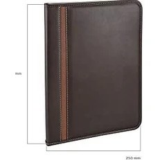 Resim 2k 9001 Sekreterlik A4 Deri Telefon Kılıflı El Portföyü Sekreter Notluğu Hesap Makineli Fermuarlı Sekreter Dosyası, Kahverengi 