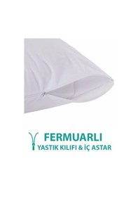 Resim Suvay Pamuklu Fermuarlı İç Astar Yastık Kılıfı Beyaz 50 x 70 