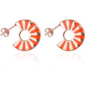 Resim Diversity Jewelry Kadın Gümüş Turuncu Taşlı Yelpaze Küpe 