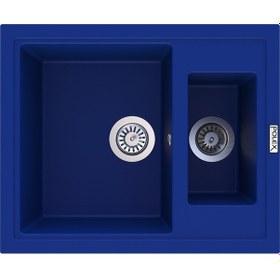Resim Polex Cristalüx Granit Evye P-04 Mavi 1.5 Gözlü Tezgah Altı Ve Tezgah Üstü Kare Mutfak Evyesi 59.5x49 CM 