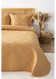 Resim Rivaistanbul Edda Hardal Nakışlı Çift Kişilik Yatak Örtüsü Takımı 3 Parça Uyku Seti Hardal 