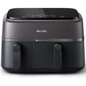 Resim Philips Versuni Çift Hazneli 3000 Serisi Çift Hazneli Airfryer, 3L + 6L, NA350/00 , LED EKRAN 