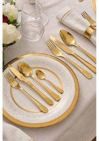 Resim Karaca Elegance Bellatrix Gold 12 Kişilik 84 Parça Çatal Kaşık Bıçak Takımı 