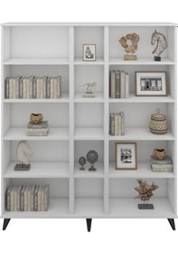 Resim Simple Kitaplık 12 Raflı 150x30x176 Beyaz Beyaz 