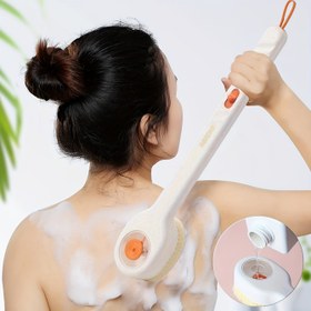 Resim Uzun Saplı Duş Fırçası - Yumuşak Kıllı Vücut Peelingi & Masaj Aracı, Banyo, Sırt Fırçalama ve Cilt Bakımı için 