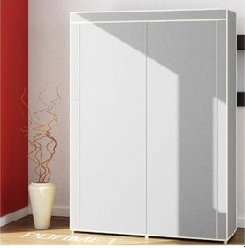 Resim Sepettenevar 2 Bölmeli Metal Profilli Bez Dolap Ayakkabılık - Gri 