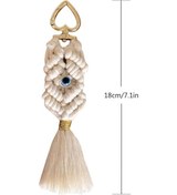 Resim Liangmei Boho Chic El Yapımı Dokuma Beyaz Makrome Mavi Nazar 