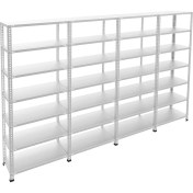 Resim Rafburada 7 Katlı 4'lü Galvaniz Çelik Raf - Depo, Arşiv, Kiler, Dosya, Market Rafı - 59x75 cm-200 cm-1.00 mm 