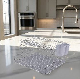 Resim Feyza Design Çift Katlı Bulaşık Sepeti, Pratik ve Şık Tabaklık, Ev ve Mutfak Için 