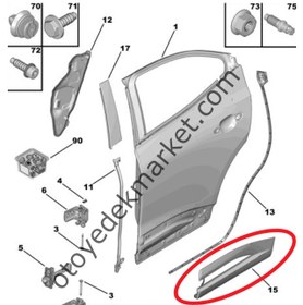 Resim Opel Mokka (2021-2024) Sol Arka Kapı Koruma Plastik Çıtası / Kapı Alt Bakaliti (Orijinal) 