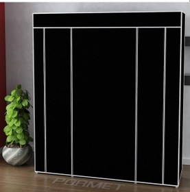 Resim Beyazpazar Metal Profilli Bez Dolap 12 Raflı+Askılıklı Bez Dolap Siyah 