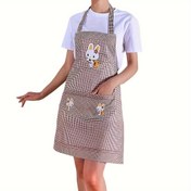 Resim 1 adet Sevimli Karikatür Tavşan Tasarımı Önlük, Cepli Ayarlanabilir Polyester Mutfak Önlüğü, Pişirme, Fırınlama, Bahçe İşleri için İdeal, Şef Önlüğü 