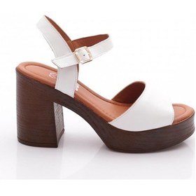 Resim Dgn 2004 Kadin Topuklu Sandalet Beyaz 
