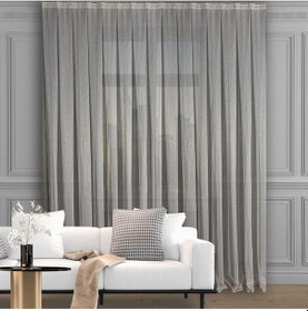 Resim Gold Simli İnce Çizgili Tül Perde Pilesiz Extraforlu Düz Dikim-gold Gold 