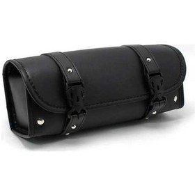 Resim Pazly Retro Motosiklet Ön Bagaj Çantası - Su Geçirmez Siyah Deri, Cep Telefonu & Anahtar Depolama Siyah 