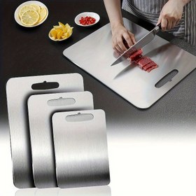 Resim Güvenli Paslanmaz Çelik Kesme Tahtası Seti (3 parça) - 2025 Yeni Güncellenmiş Saf Çelik, Çift Taraflı Tasarım, Mutfak/ Et/ Sebze/ Ekmek vb. için Uygun, Hijyenik ve Dayanıklı, Taşınabilir, Bulaşık Makinesinde Yıkanabilir, Gıda Hazırlığı, Yemek Hazırlığı, Modern Mutfak Eşyaları, Şık Tasarım, Dayanıklı Yapı, Yüksek Kaliteli Çelik, Mutfak Gereksinimleri, Pişirme Tutkunları, Ev Yemekleri 