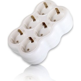 Resim Fetih 104-06 6'Lı Topraklı Fişli Priz Lale Beyaz 