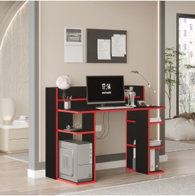 Resim Yurupa Pantego 124cm Oyuncu Masası Gaming Çalışma Masası Siyah-Kırmızı PAN1-BK 