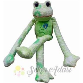 Resim Sevimli Yeşil Peluş Kurbağa 45 Cm Froggie Büyük Boy Özel Kaliteli Kumaş Yeşil 
