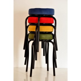 Resim Yılmaz Masacılık 4 Adet Tay Tüyü Kumaş Siyah Metal Tabure Mutfak Taburesi 