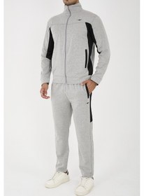 Resim Peeler Dik Yaka Düz Paça Eşofman Takım - Gri Gri 