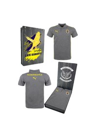 Resim Fenerbahçe Lisanslı 2024/25 A Takım Polo Yaka Gri T-shirt Ahşap Kutulu Gri - Lacivert 