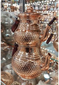 Resim Bakır Çaydanlık & Bakır Demlik Zımba Desenli Bakır Çaydanlık Büyü 