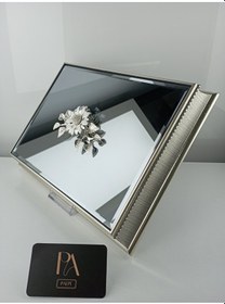 Resim Aynalı Kutu Gondol Şekerlik Sunumluk Söz Nişan Kız İsteme Çikolatalık Dekoratif Obje Biblo Süs Eşya 39 Gümüş 