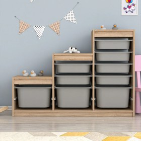 Resim Swiss 9 Sepetli Çok Amaçlı Oyuncak Dolabı Sonomo Gri 