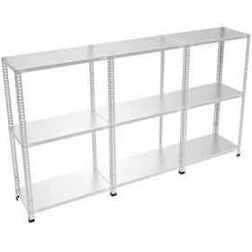 Resim Rafburada 3 Katlı 3'Lü Bitişik Galvaniz Çelik Raf. Depo, Dosya, 