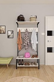 Resim Metal Portmanto Askılık Vestiyer Ayakkabılık Dolabı Barok Beyaz/Fırınlı Boya Çizilmez/Ücretsiz Kargo 