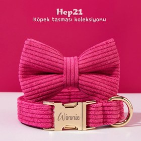 Resim Dog Collar Named Hot Pink Velvet Collar 141143 - Bag / XL 