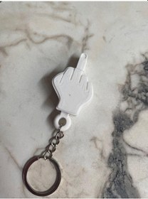 Resim Hareketli Orta Parmak Beyaz Renk Şaka Anahtarlık 