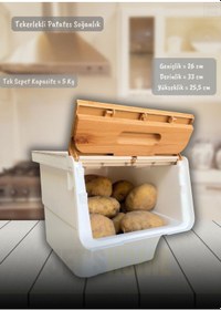 Resim 4 Lü Bambu-beyaz Renk Tekerlekli Patateslik Soğanlık Oyuncak Kutusu Patates Soğan Sepeti Toplam 48 Lt Bambu-beyaz 