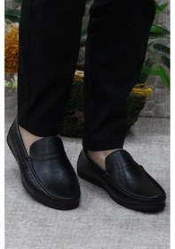 Resim Mehmet Mete 31101 Siyah Deri Hakiki Deri Loafer Erkek Babet Erkek Ayakkabı Siyah 
