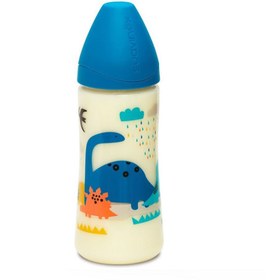 Resim Suavinex Pp Geniş Ağız Biberon 360Ml - 3 Pozisyonlu Silikon - The Dinos - Mavi 