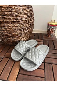 Resim Behtah Kundura Erkek Fashion Kareli Slide Terlik Plaj Havuz Sahil Deniz Yeni Sezon 